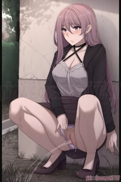 Milf forced to pee in public