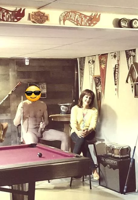 Shooting pool at another CFNM party