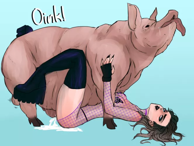 A boar's orgasm can last up to 30 minutes, she's gonna be there for a while (reganblair666)