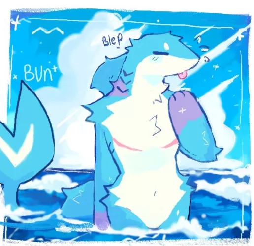Fluffy shork beach time!