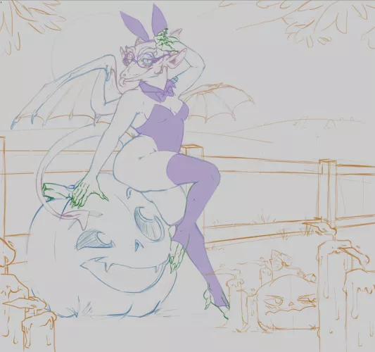[Q] Working on a Halloween themed pin-up!! what can I improve on?