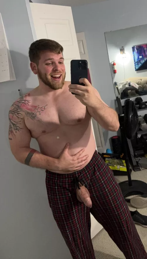 Who doesn’t like a big guy in his PJs? Especially ones where things just happen to slip out sometimes.