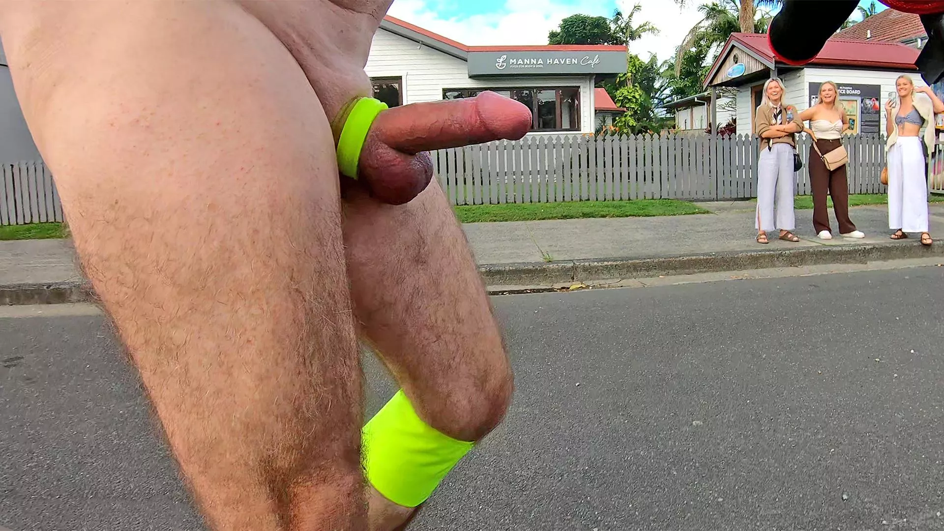 Can't get public-er or nuder-er than this public erection CFNM display for gorgeous girls at WNBR!