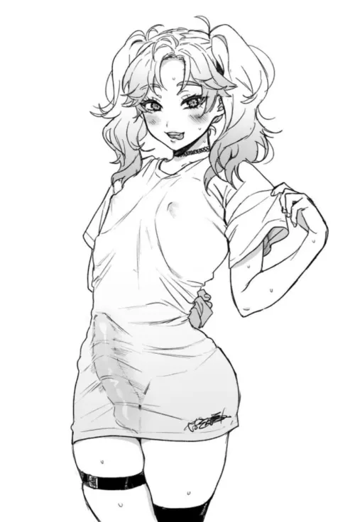 Feminine until the shirt is tight and that cute cock is revealed