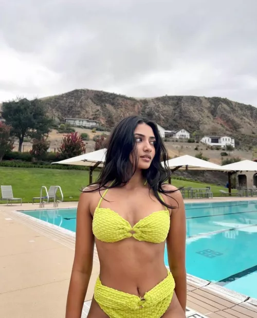 Indian in yellow bikini