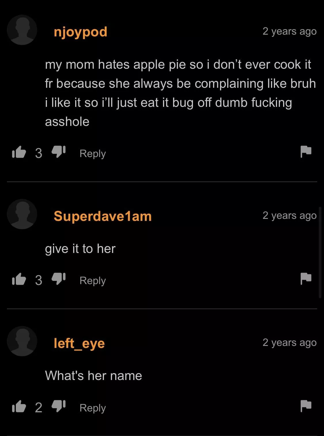 Mom hates apple pie 🥧