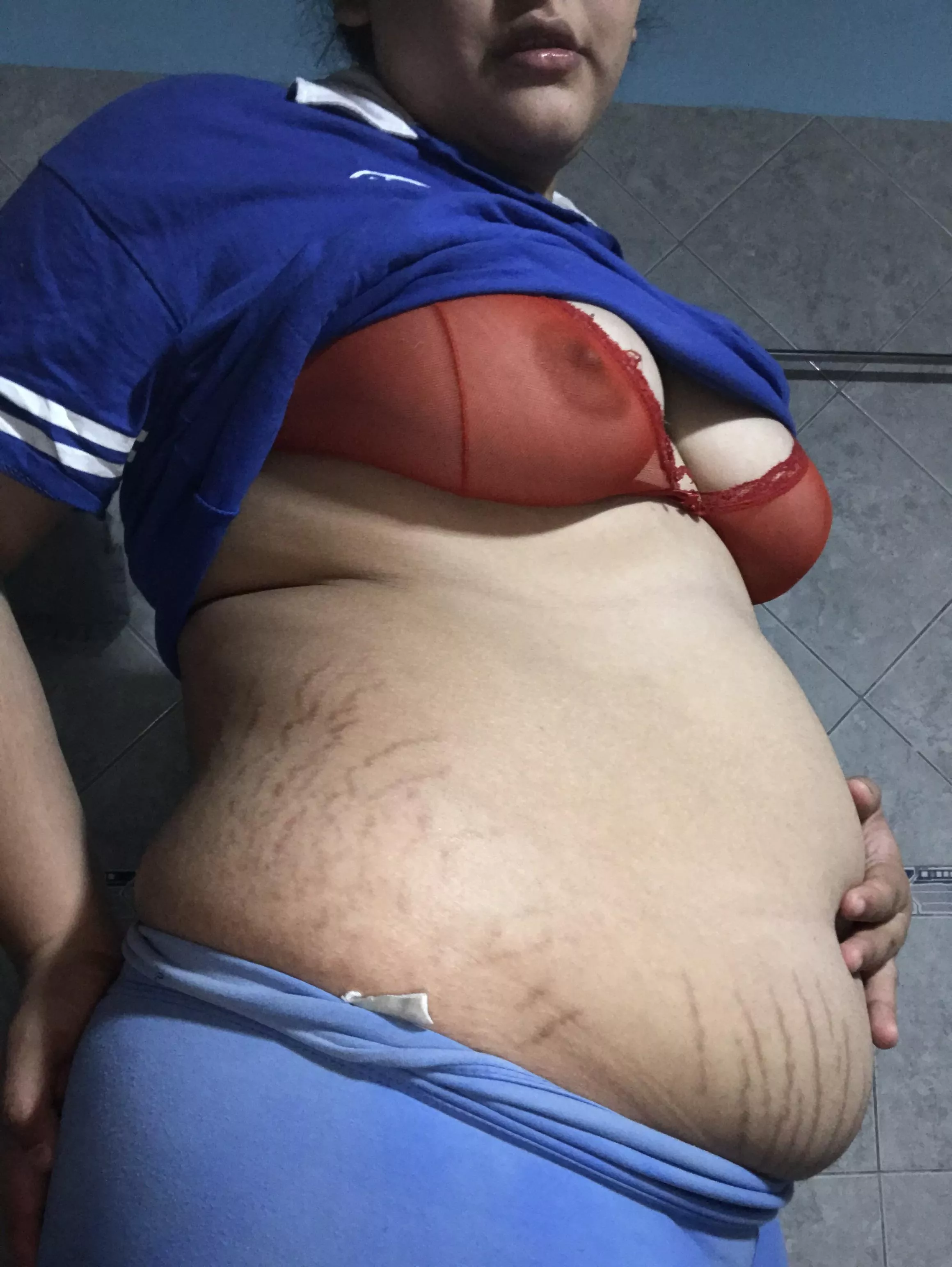 My belly after eating a giant hamburger