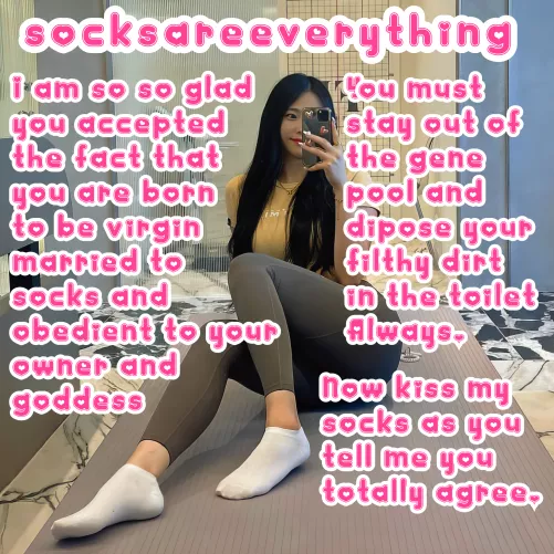 You are born to be socks married obedient to owner and goddess toilet cumming sissy