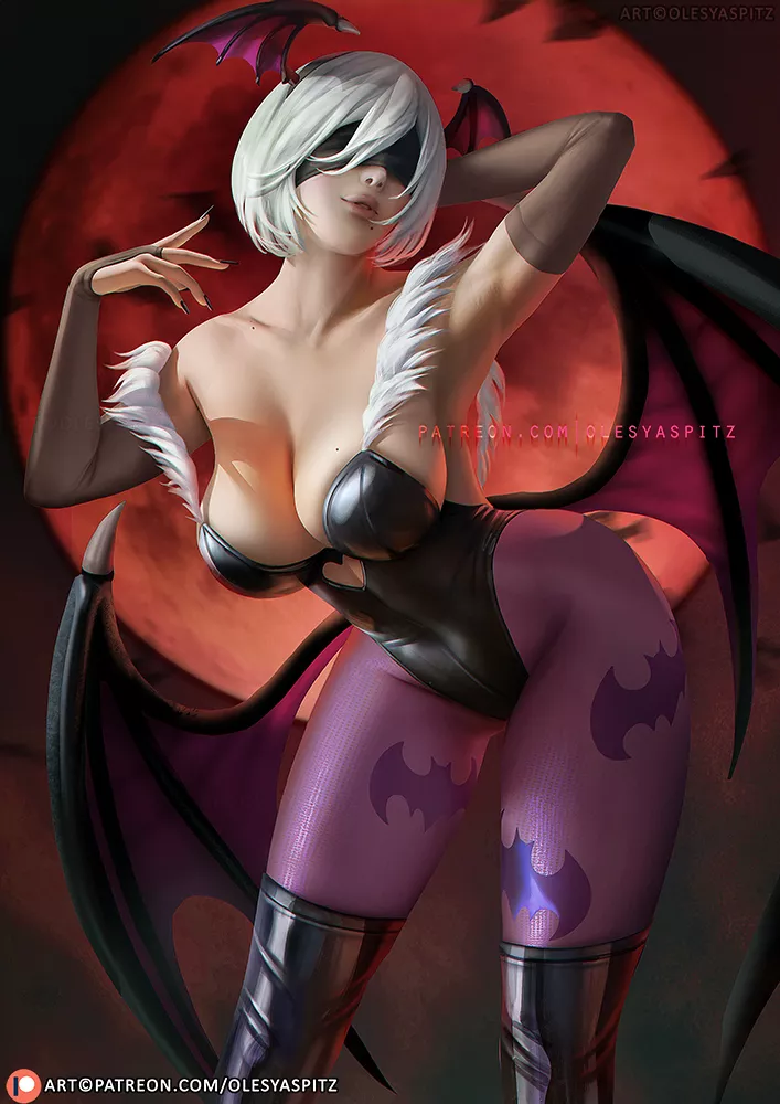 2B in Morrigan costume