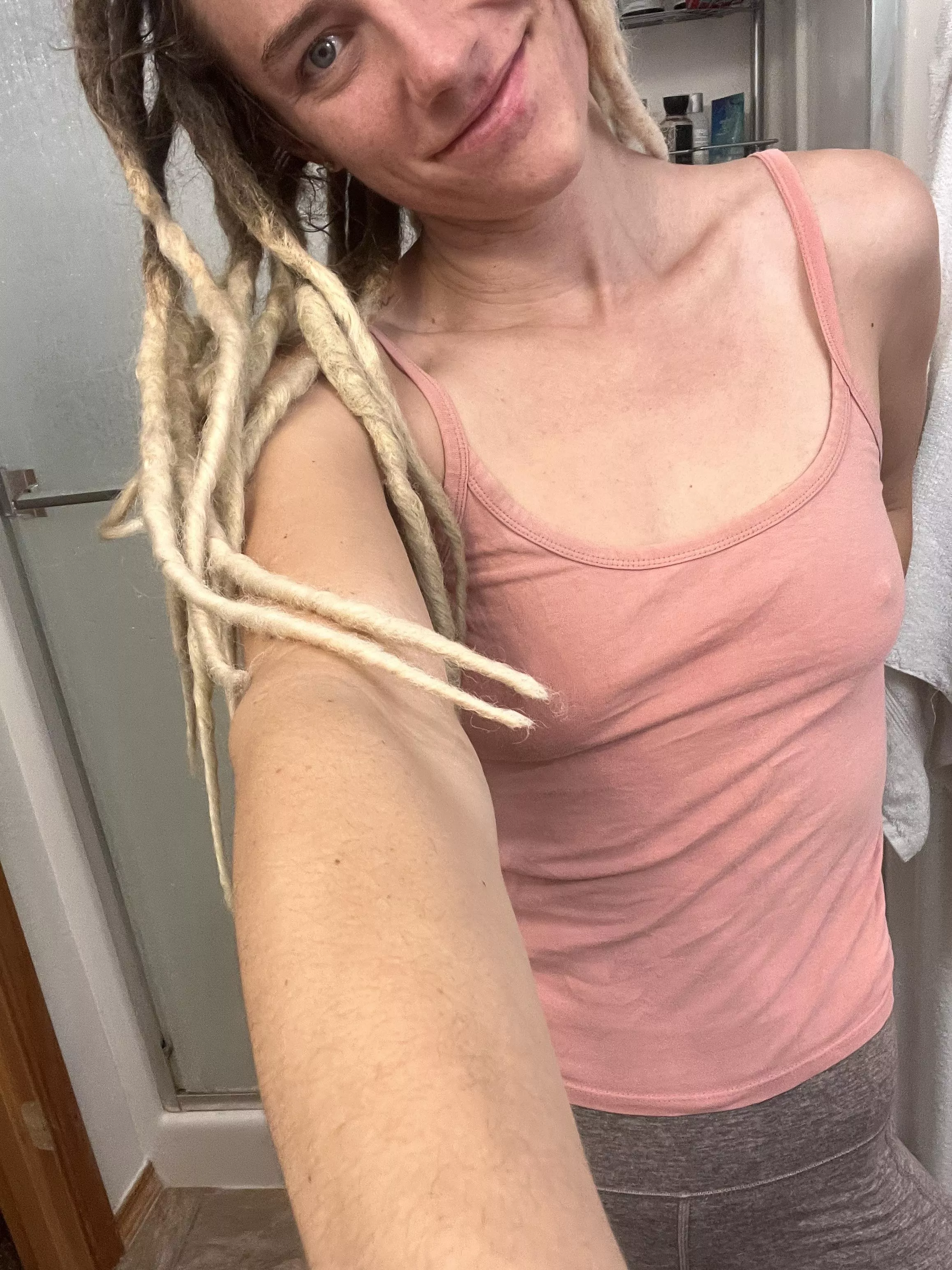 Leggings and no bra every day