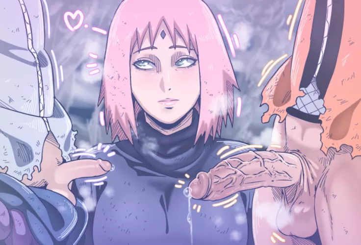 Sakura realizes that Naruto has the bigger cock