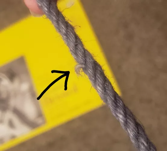 There's a broken yarn in one of the twists in this new jute. How majorly will this impact the rope's strength and endurance? Is using this for suspension ties now off the table?