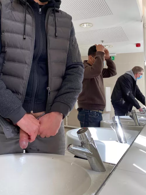 boner at the sinks in public toilets