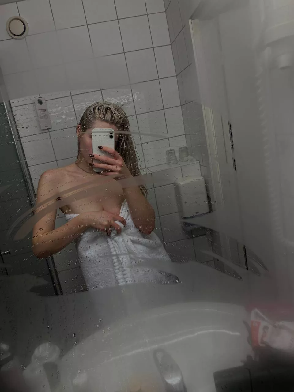 doesn't like to take a shower alone...