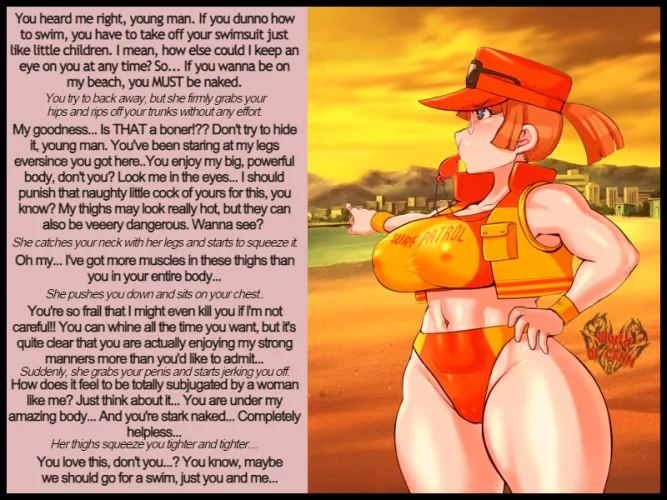 Must obey the Strong, Thicc Lifeguard (ENM) (Femdom) (Muscle) (CFNM) (Masturbation) Source: Minami Aomori