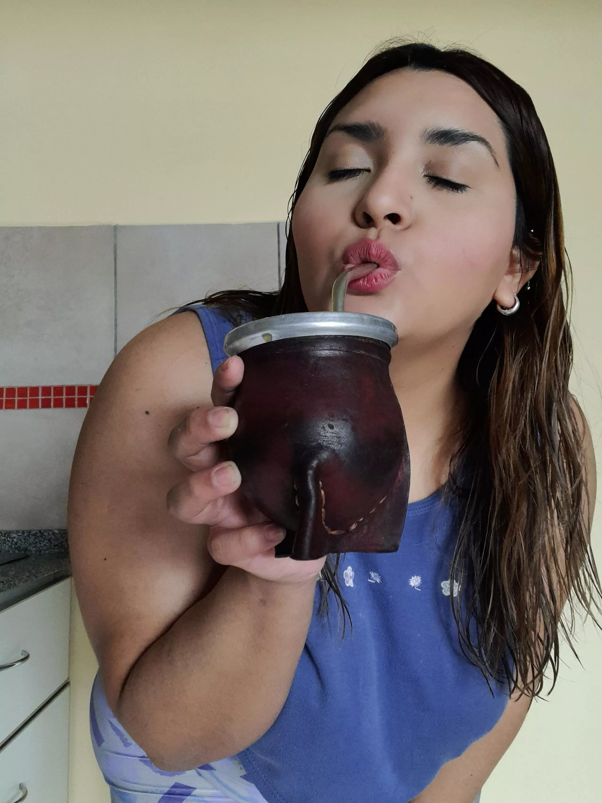 Filled with cock juice and loving it