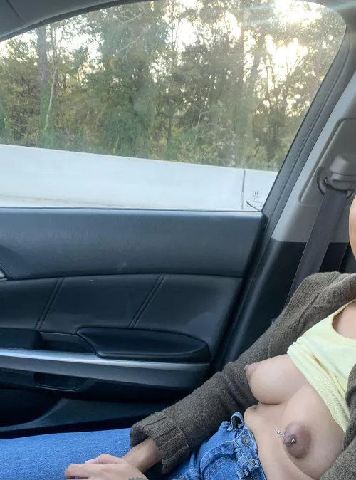 In the car pierced puffy