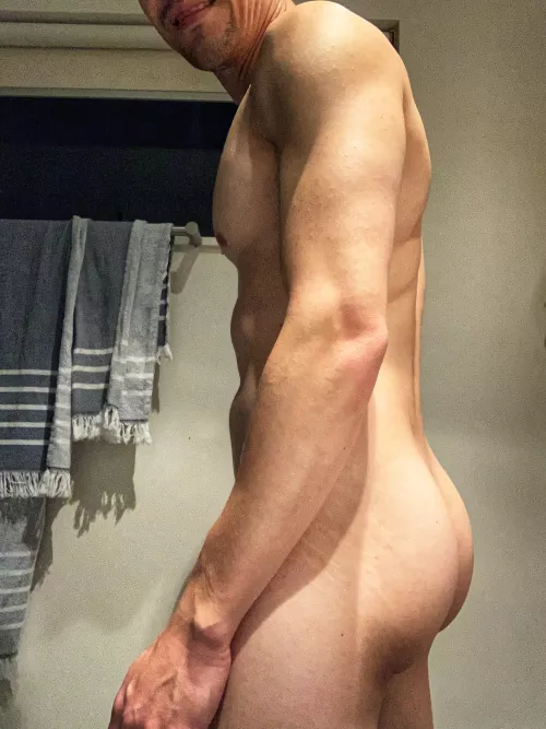 Just out of the shower