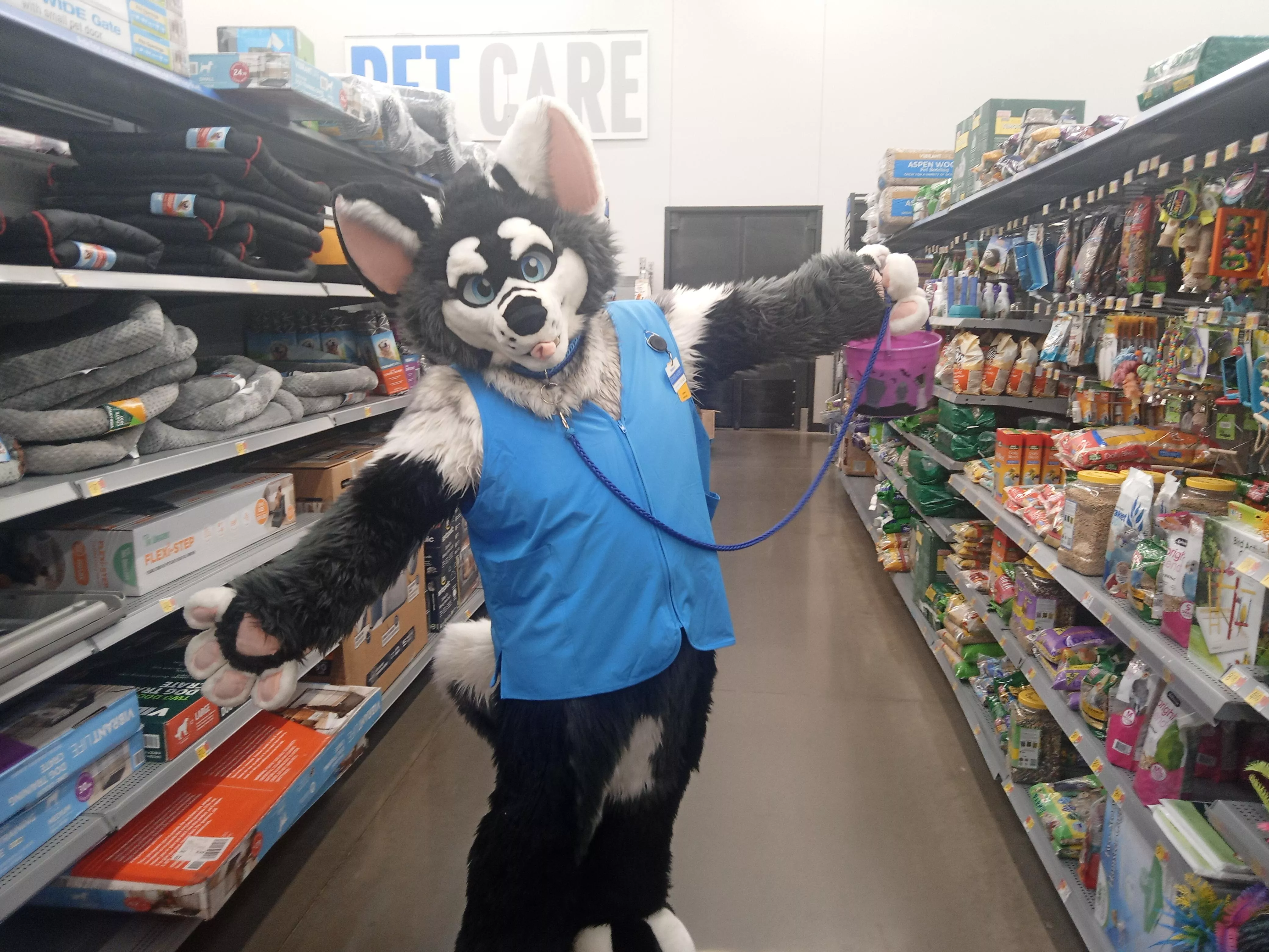 Pov furry Walmart worker