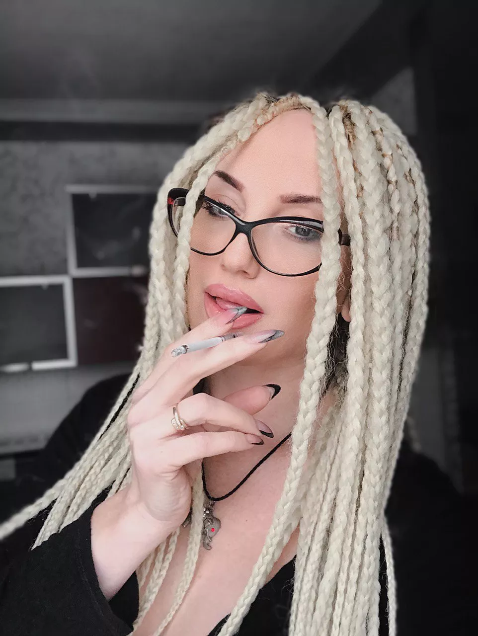 Pretty woman smoking