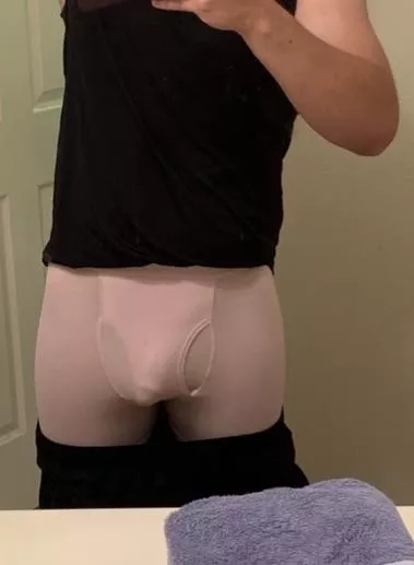 Always self conscious changing at the gym. Very noticeable even fully soft