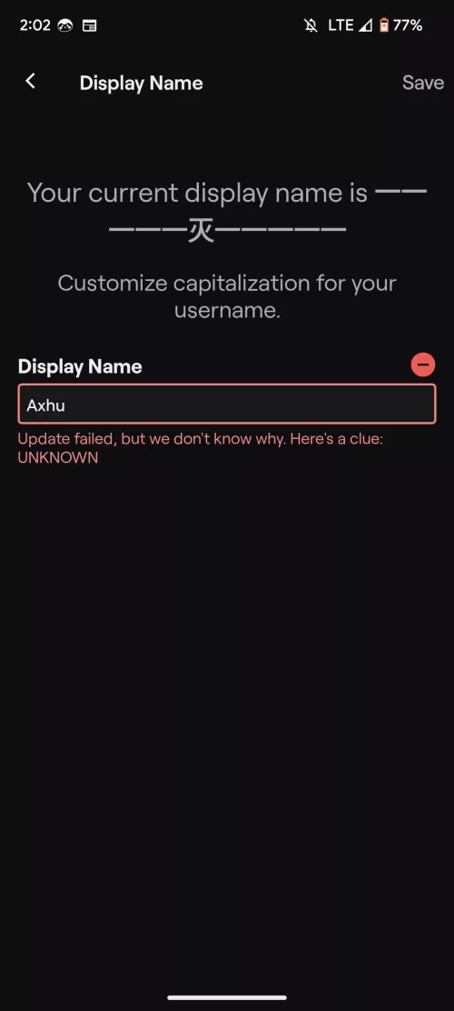 Can't change the capitalization of my name.