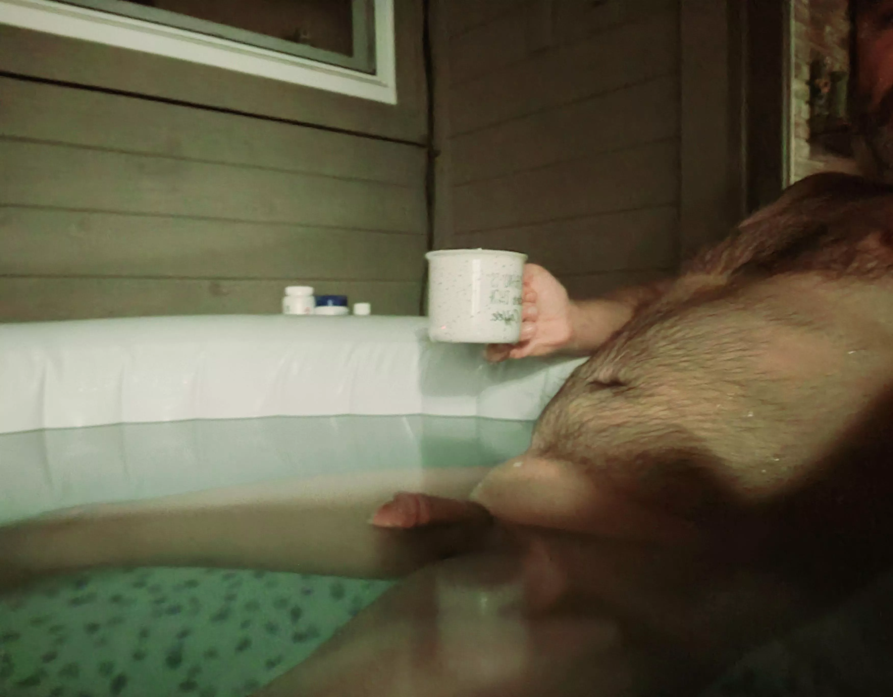 Coffee in the hot tub this morning