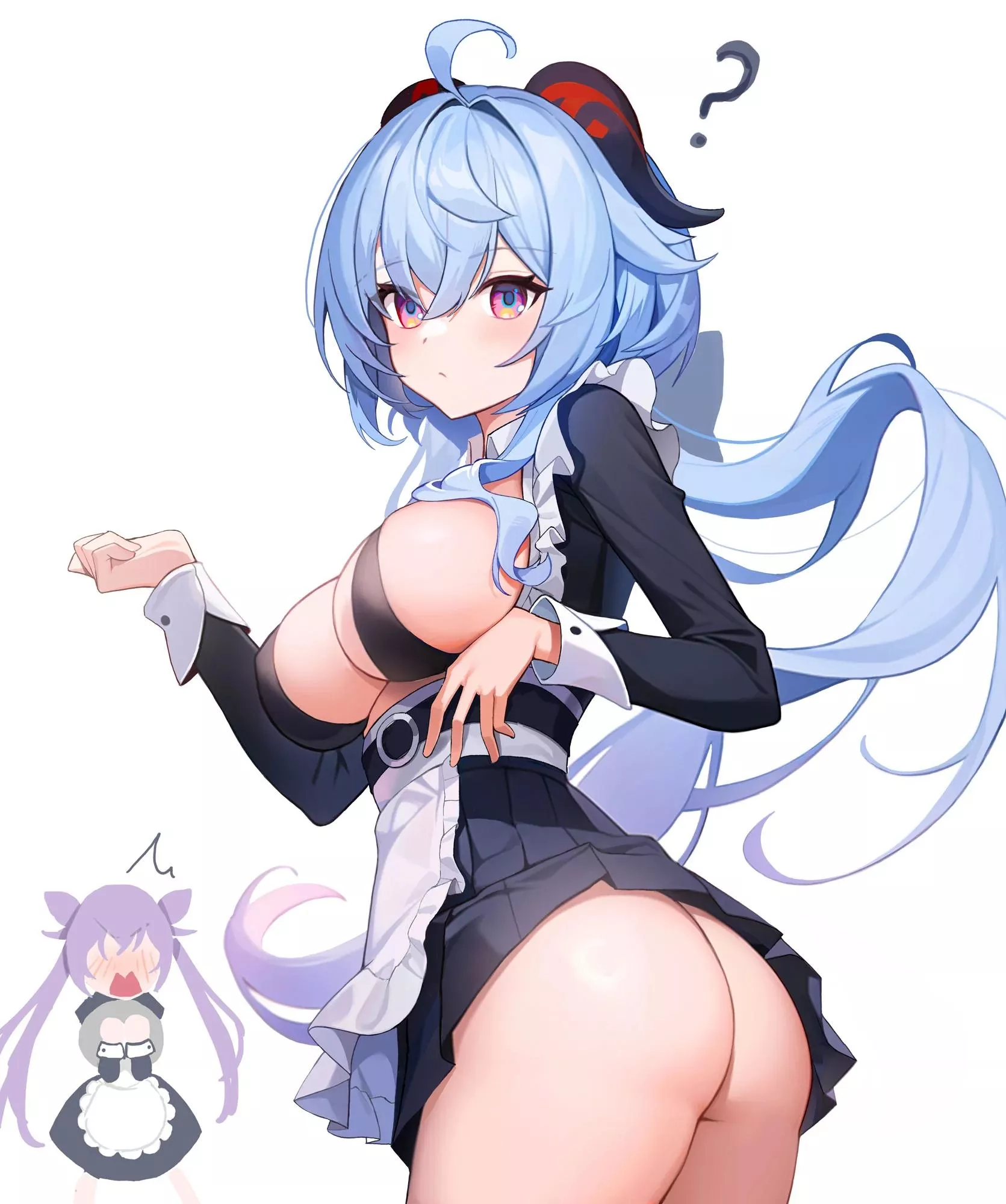 Maid Ganyu working without pants