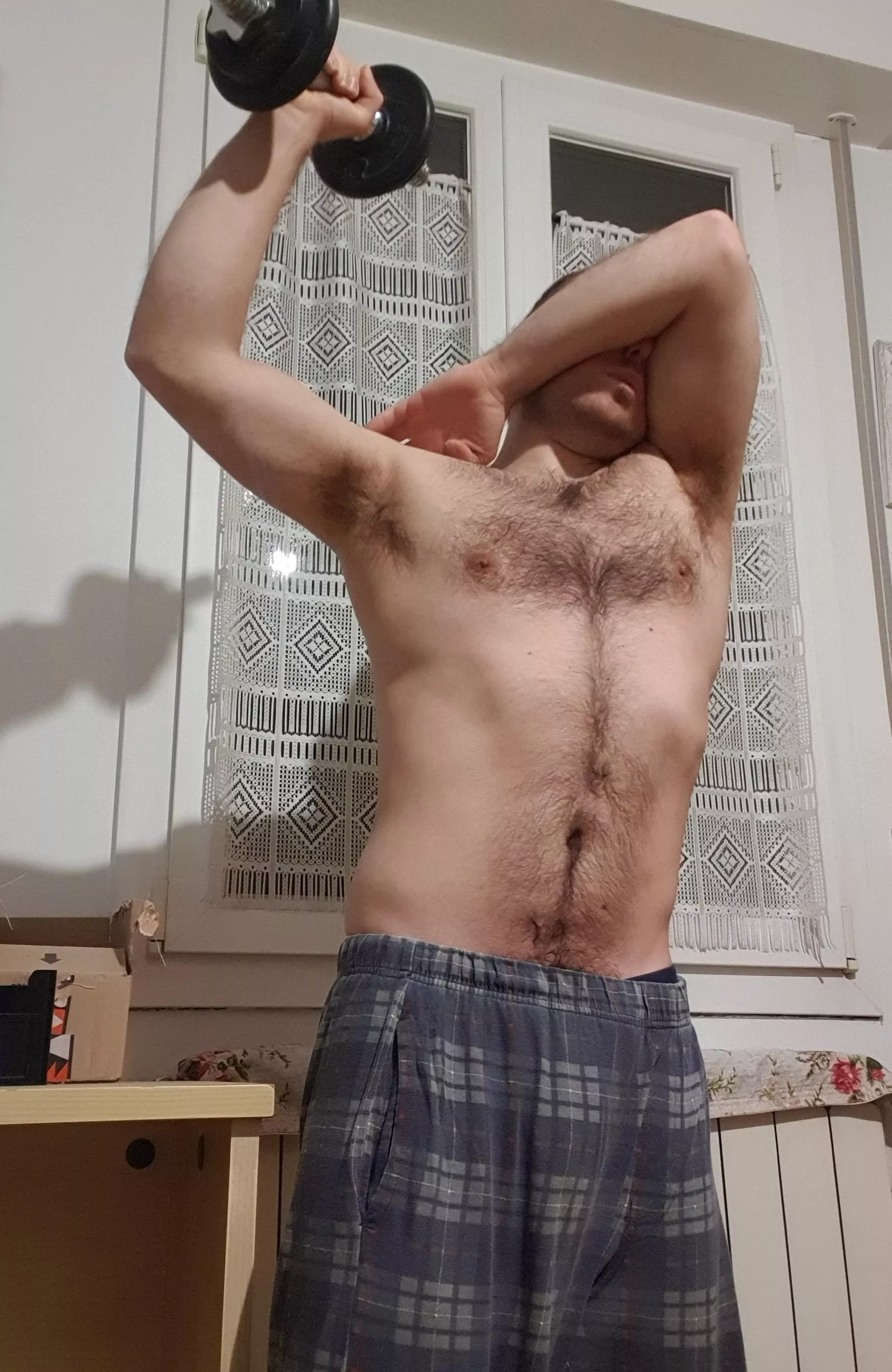 Working out, soon my pits will be sweating