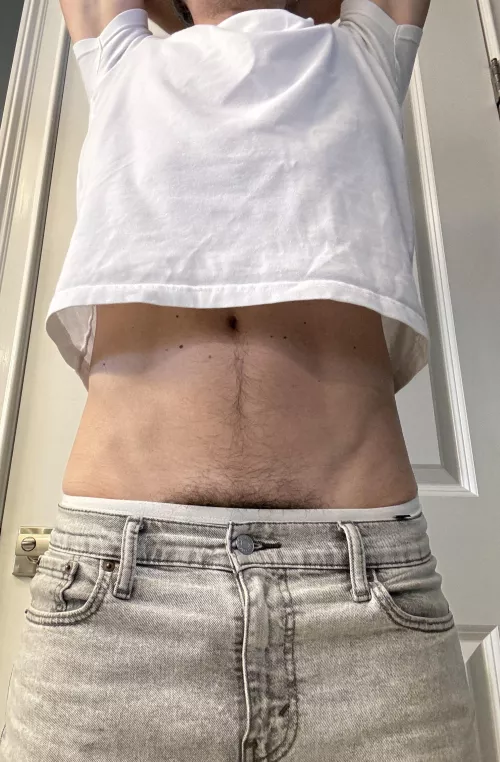 You catch my shirt lift up as I stretch and see this. What do you do?