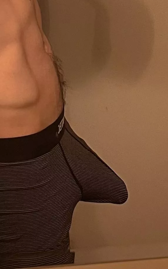 dual-pouch boxers make hiding an oncoming boner difficult