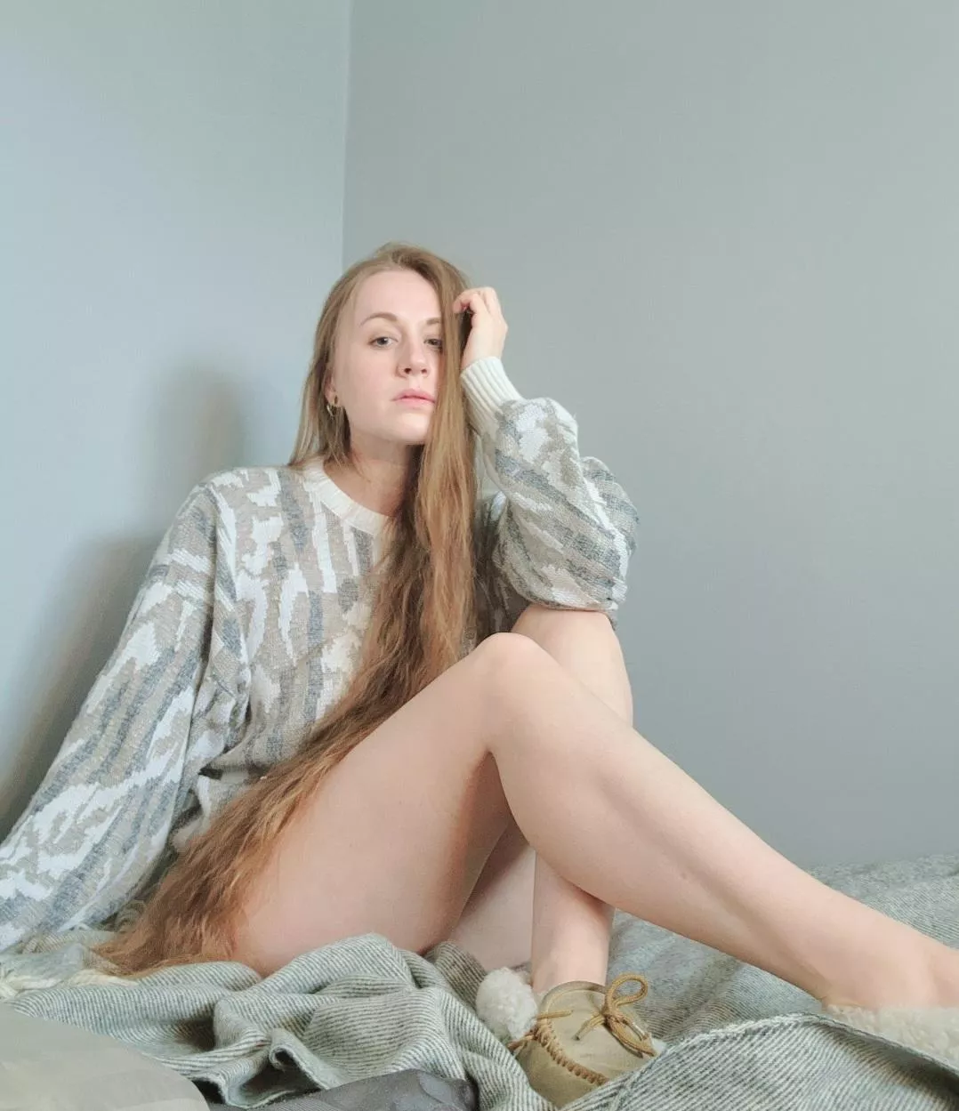 My hair is almost as long as my legs.