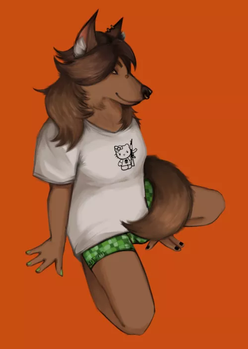 Silly drawing of my sona I did yesterday (slightly suggestive)