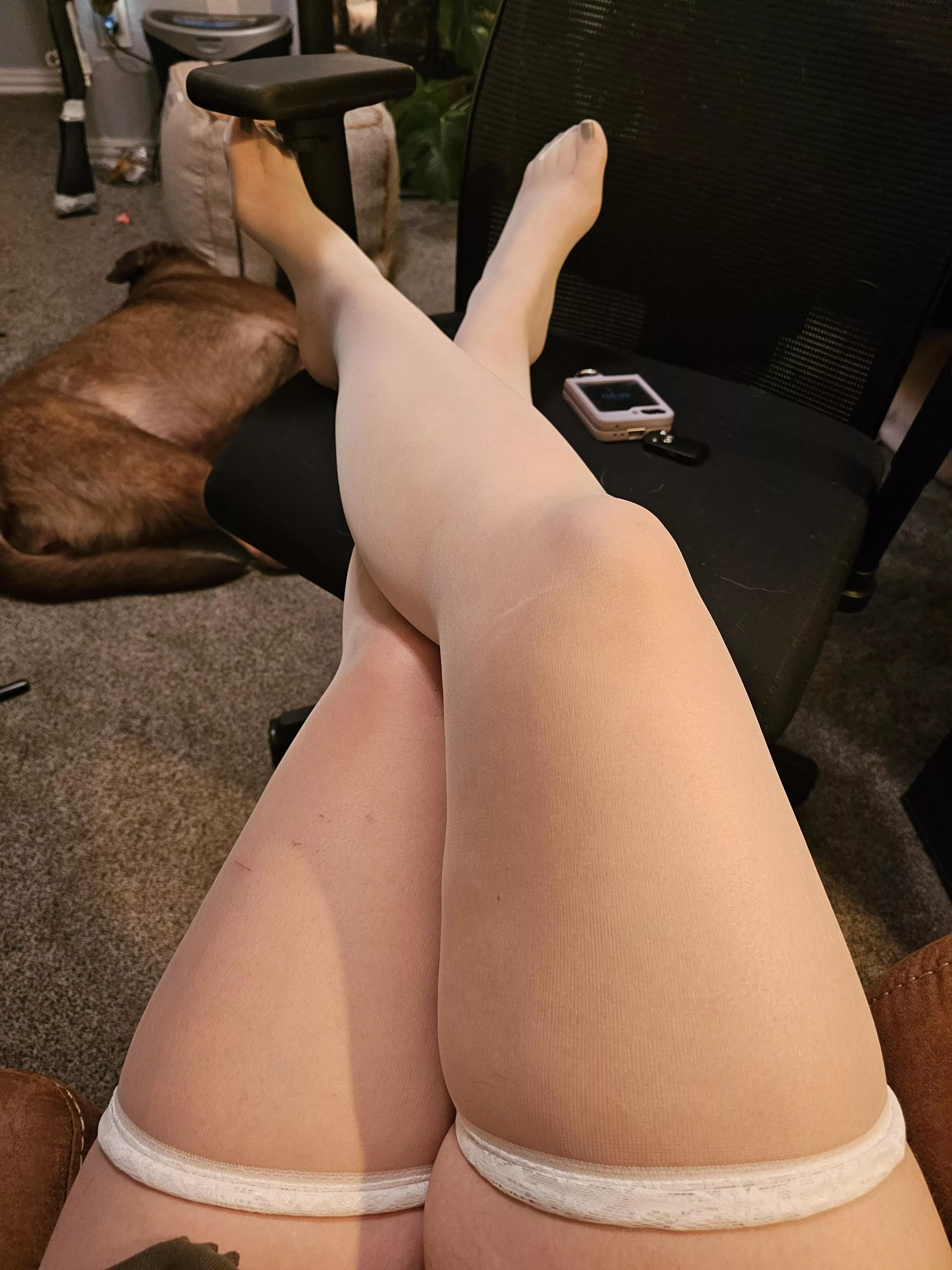 Wearing my thigh highs. 😏😏😏