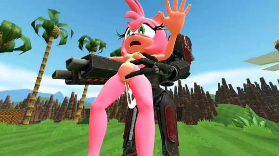 Amy and the newest Badnik. (Me/DonutGod)