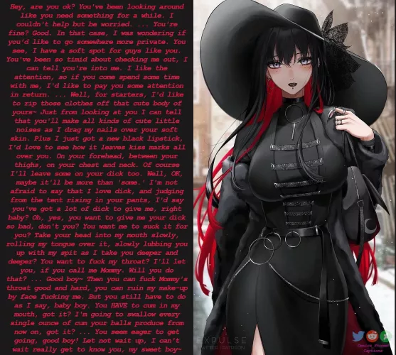 Local Goth Mommy has taken an interest in you. [Goth] [MommyDom] [Kinda Wholesome?] Artist: Expulse (Reupload Post Imgur Purge)