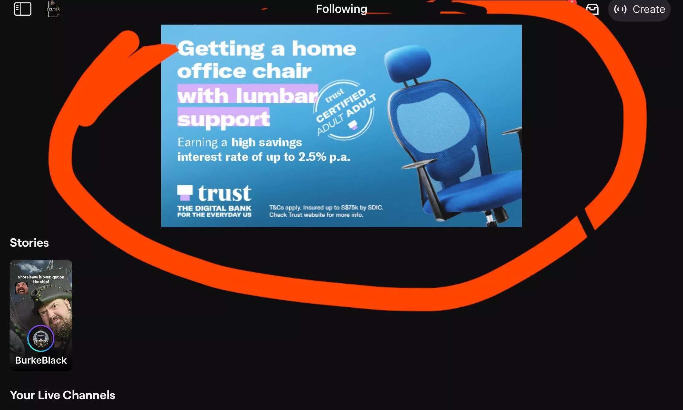 Question: Big giant display ad on Twitch Mobile app