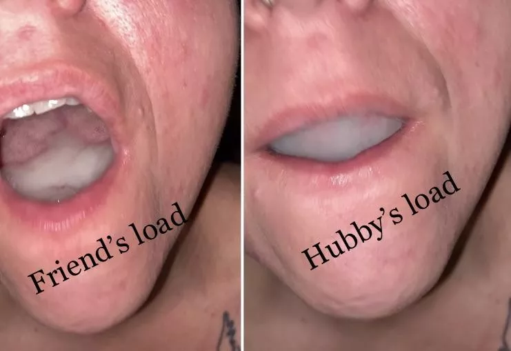 Saturday night mfm ends with 2 huge mouthfuls of cum. Hubby’s load for the win. I could barely opened my mouth to show hubby’s load. Excessive amount. My Goodness 😍🤤