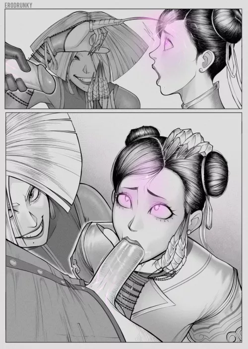 A.K.I. mind controls Chun-Li (erodrunky) [Street Fighter]