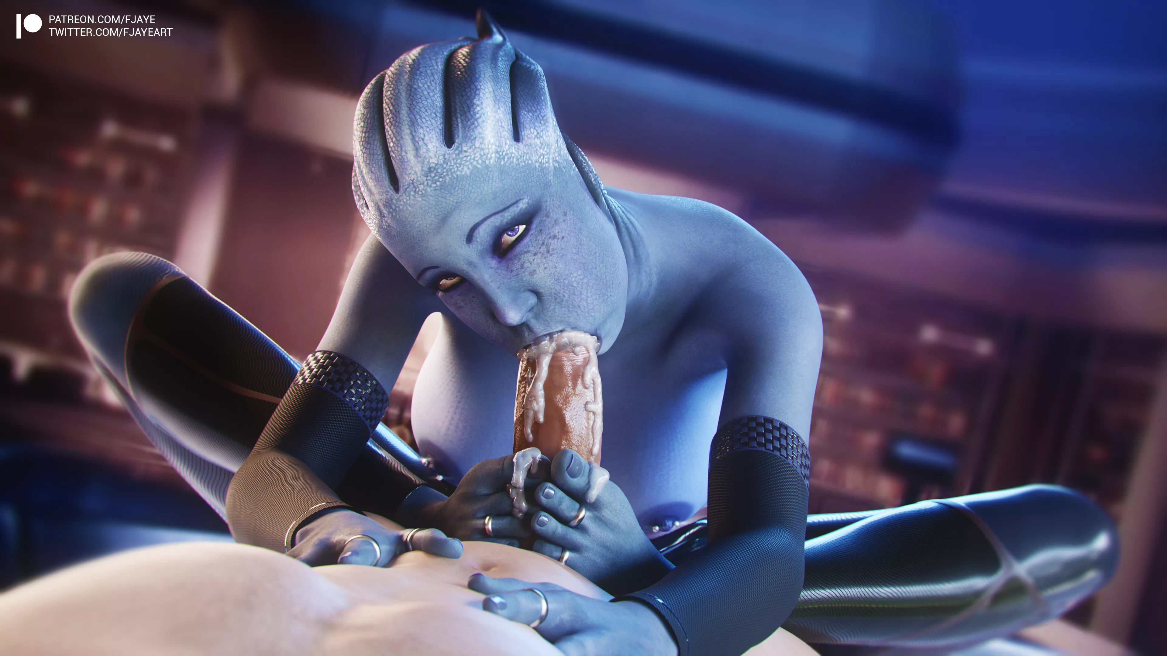 Liara blowjob and footjob (Mass Effect)