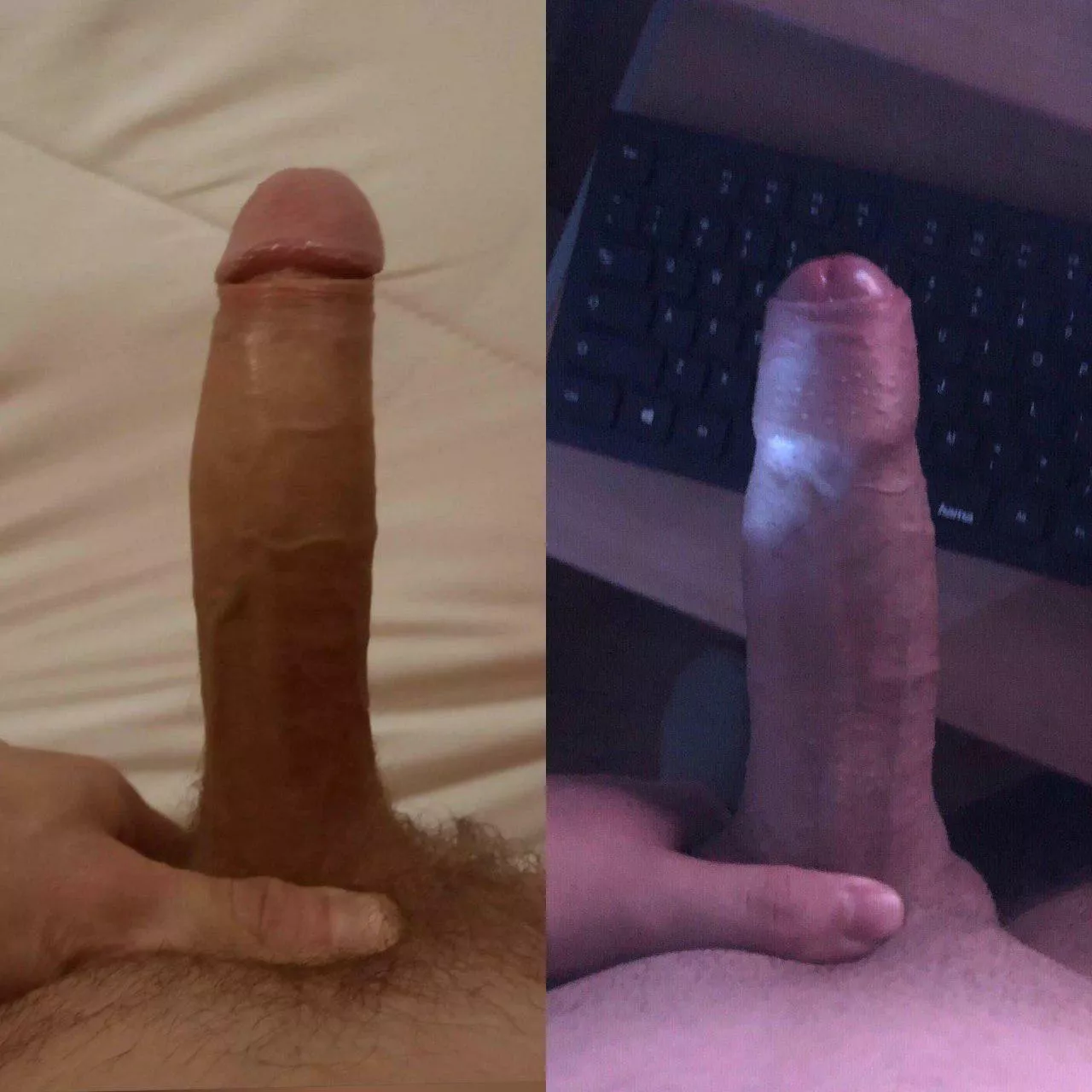 Me(left) vs. u/PilavBannedXD compared 😁 Longer vs. thicker cock, very nice