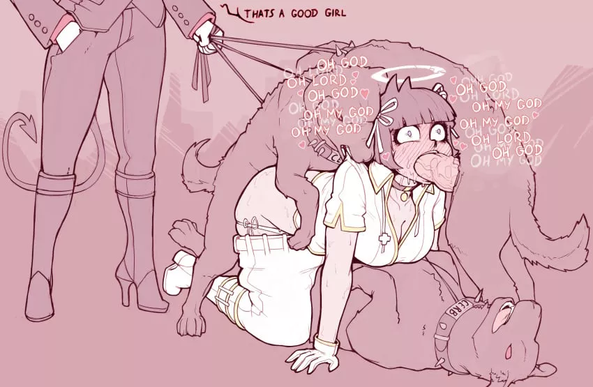 You should always take your pets for a walk for stress relief! They might even find a new toy while out and about~ (demimond23)