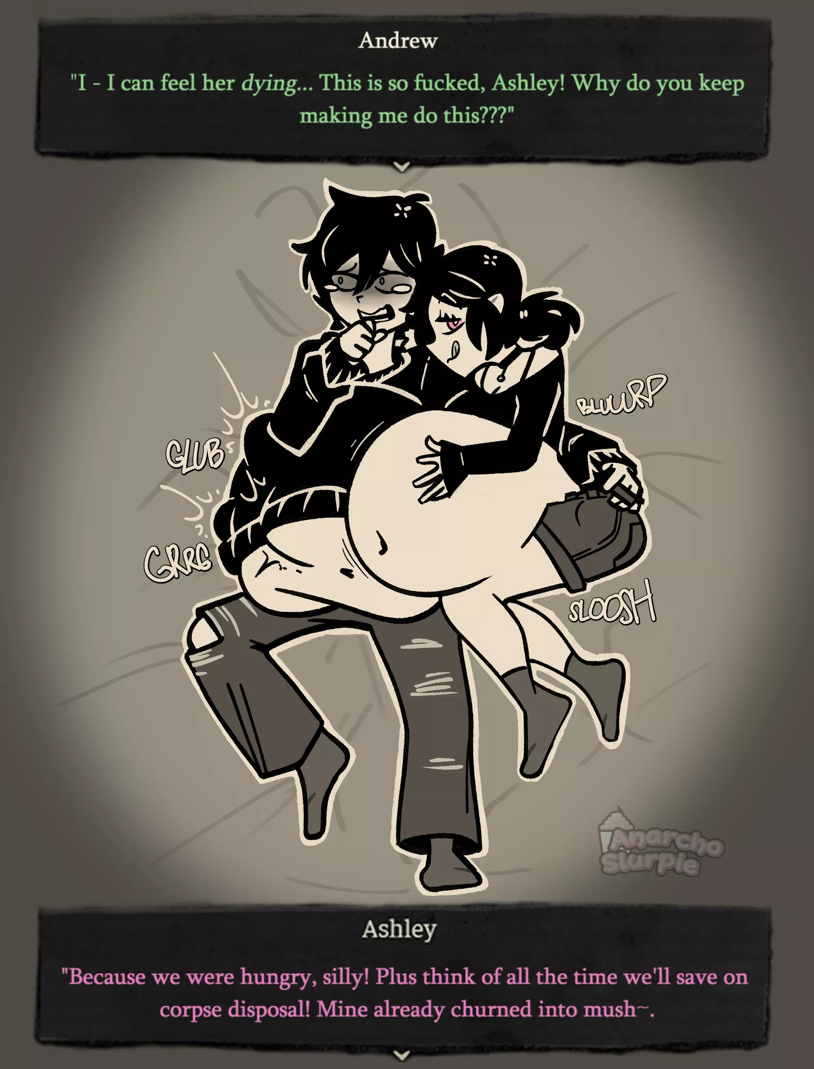 {image} Andy and Leyley: Vore Criminals (OC by anarcho slurpie) [F/?, M/F, Soft, Unwilling, Same-Size]