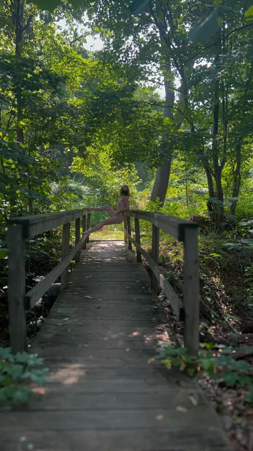 On the wooden bridge