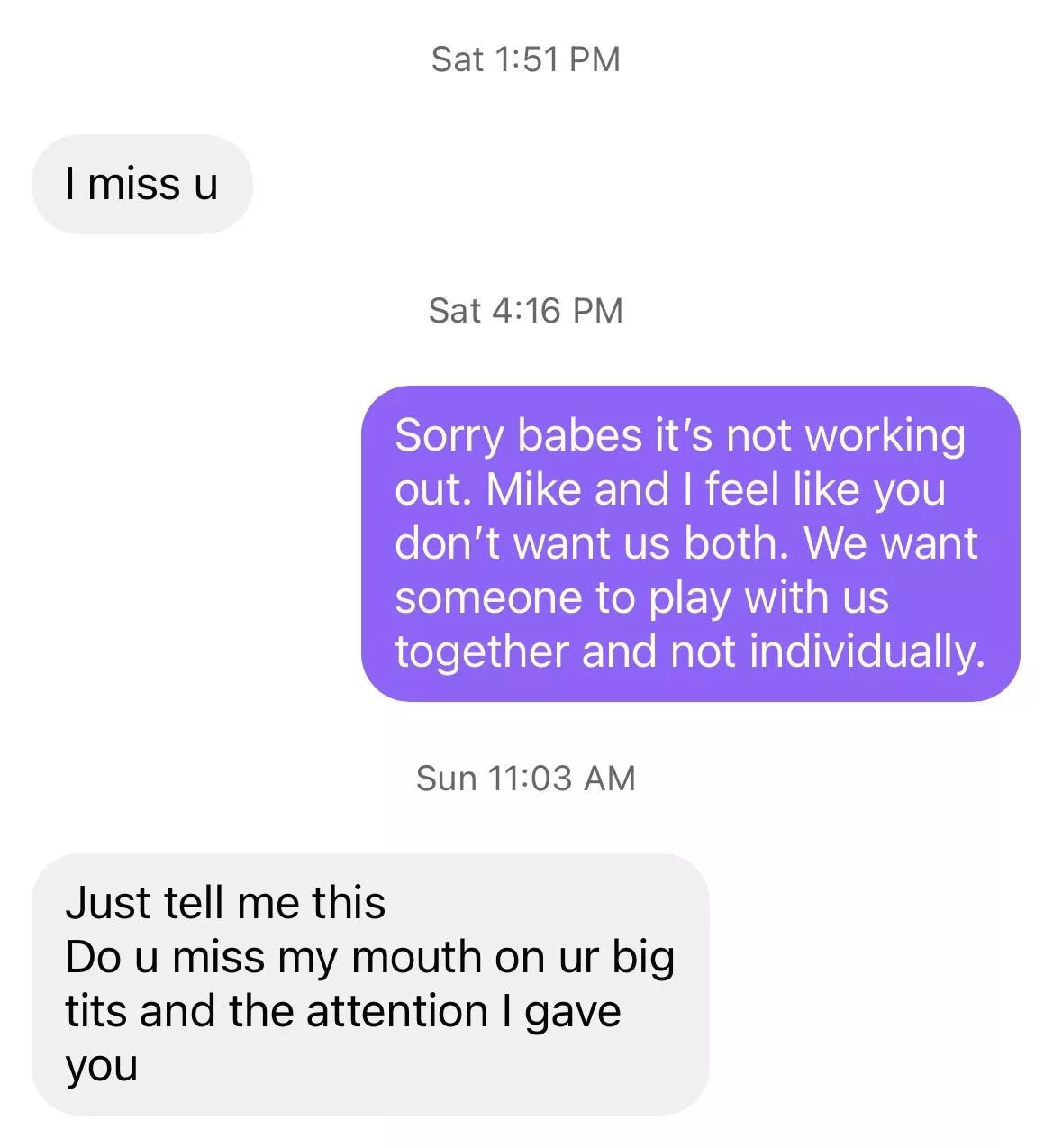 Our ex fling got to attached so we had to let her go.