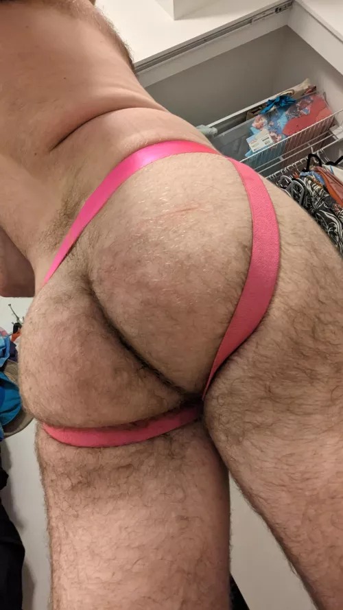 You'll have to spread my thick hairy cheeks to see the cute plug hidden inside