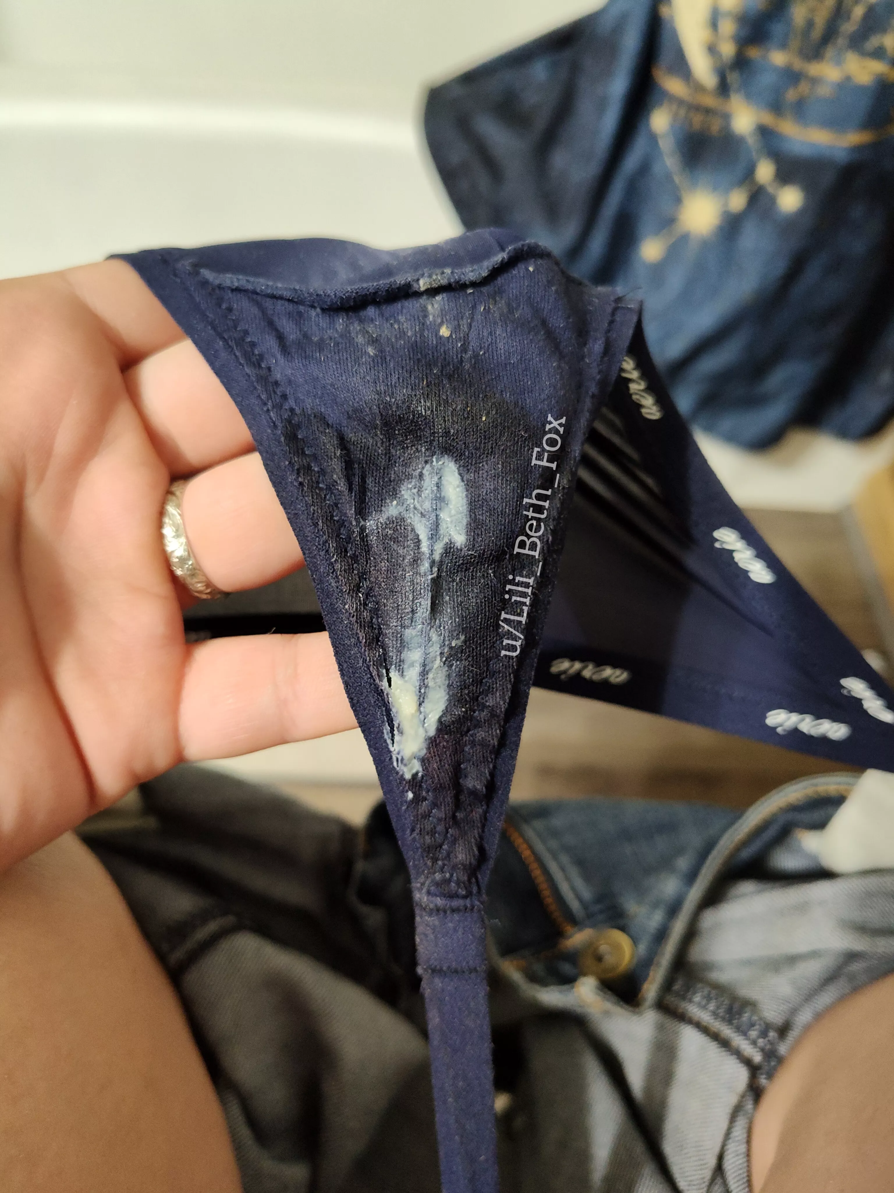 A nice wet pussy print on day #3