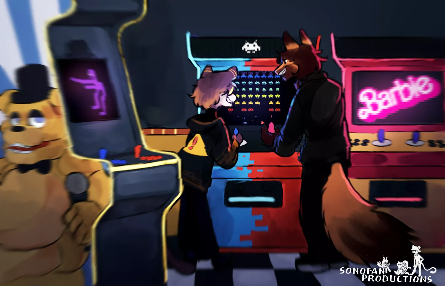 Fun at the arcade. I hope you guys like this one (art by me)
