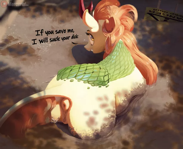 I have suspicions that she deliberately got into this situation (art by mercurial64)