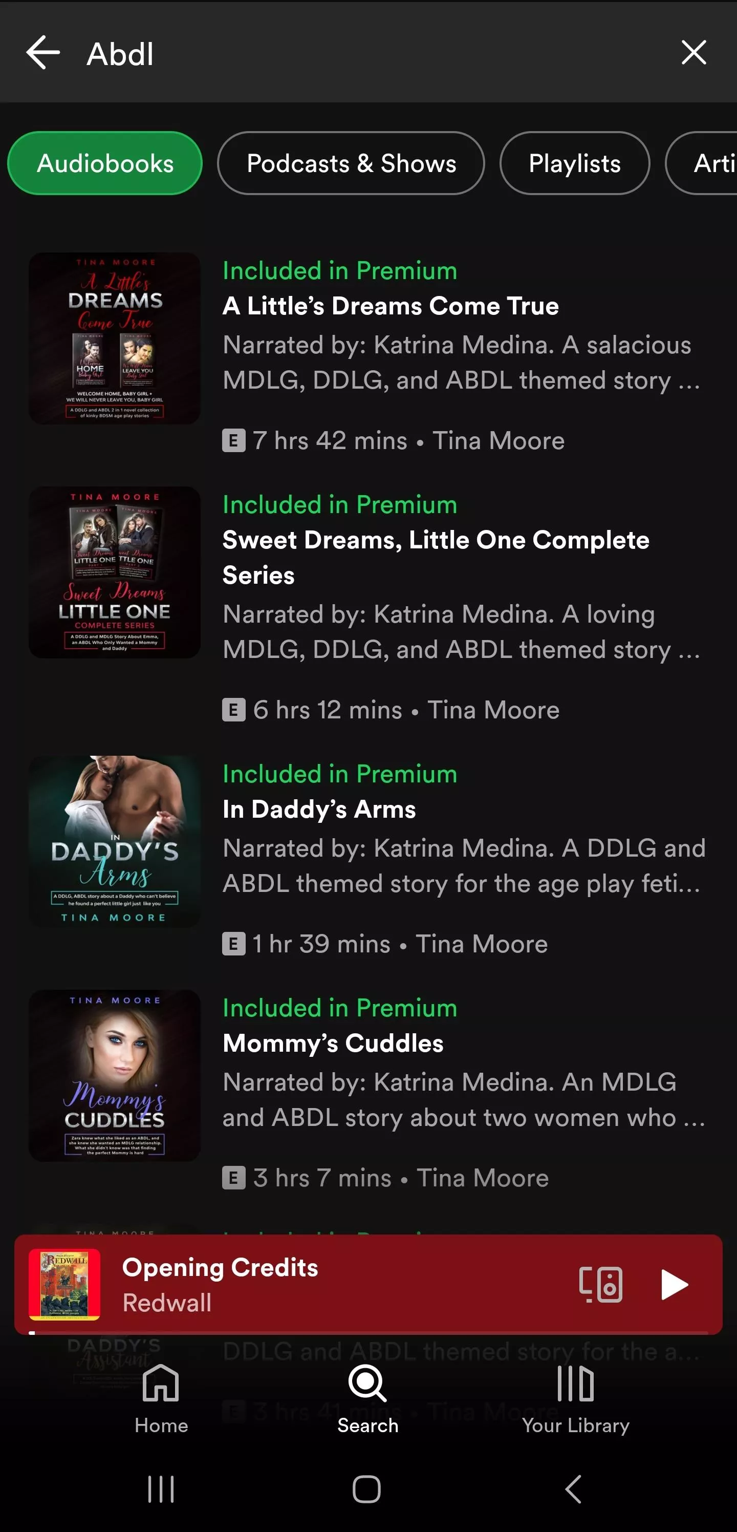 Did anybody else notice there's a ton of ABDL Audiobooks included on Spotify premium?!